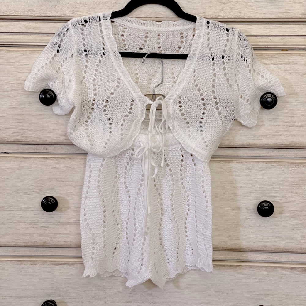 Tie Front Crochet Cover Up